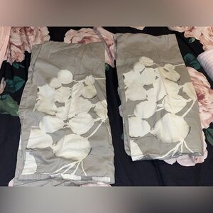 West Elm~ Gorgeous Cream Gray Floral Pillowcases~Cotton~Square 26x26